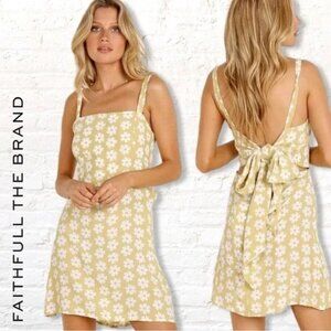Faithfull the Brand Ischia Afternoon Floral Print Tie Back Mini Dress Size 6 / M